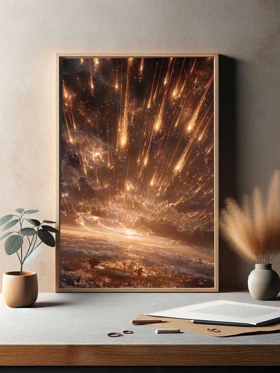 Cosmic Meteor Shower — Space Print. — room view 2