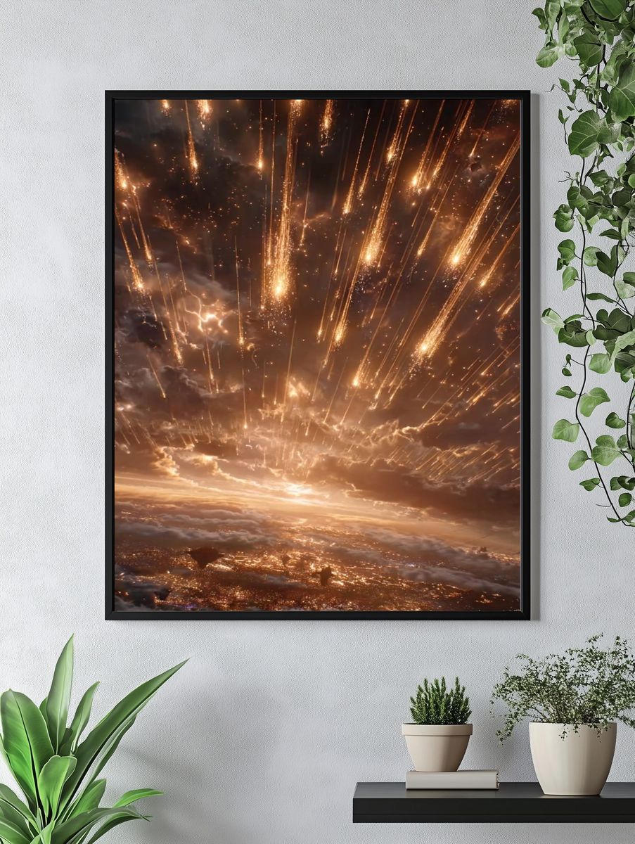 Cosmic Meteor Shower — Space Print. — room view 4