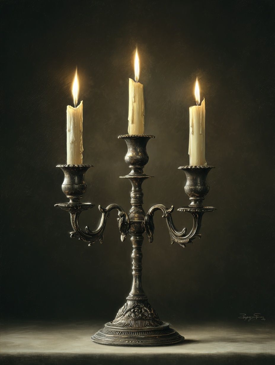 Elegant Candlelit Candelabra — Fine Art Print. poster — fine-art art