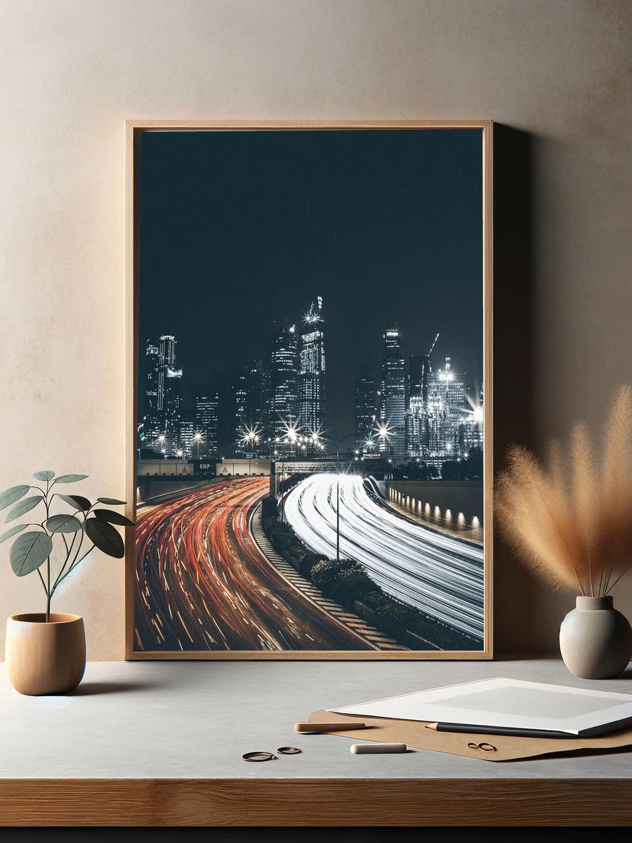City Lights Night Photography Poster. — room view 2