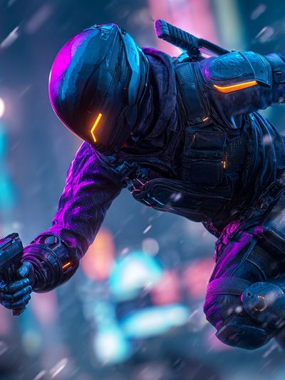 Cyberpunk Ninja — Digital Art Print. poster