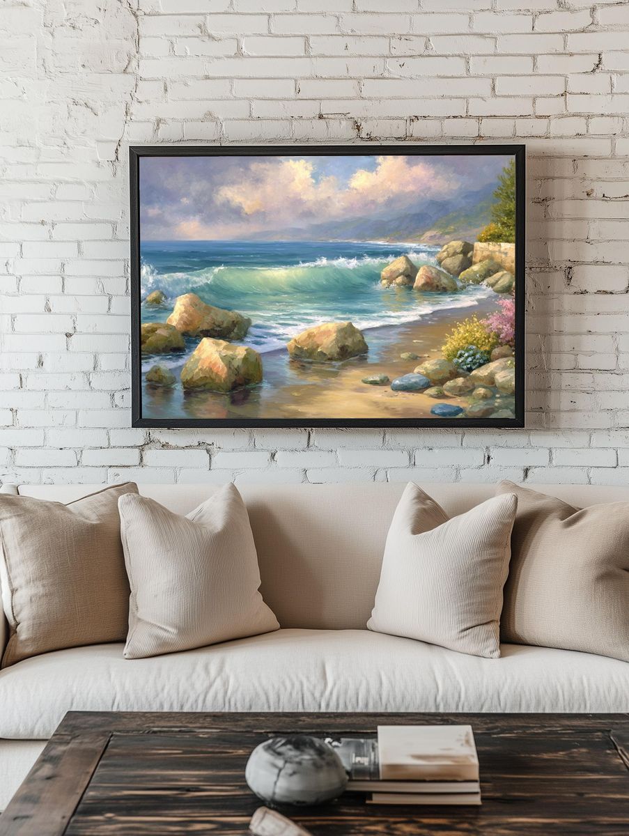 Coastal Waves Fine-Art Poster. — room view 1