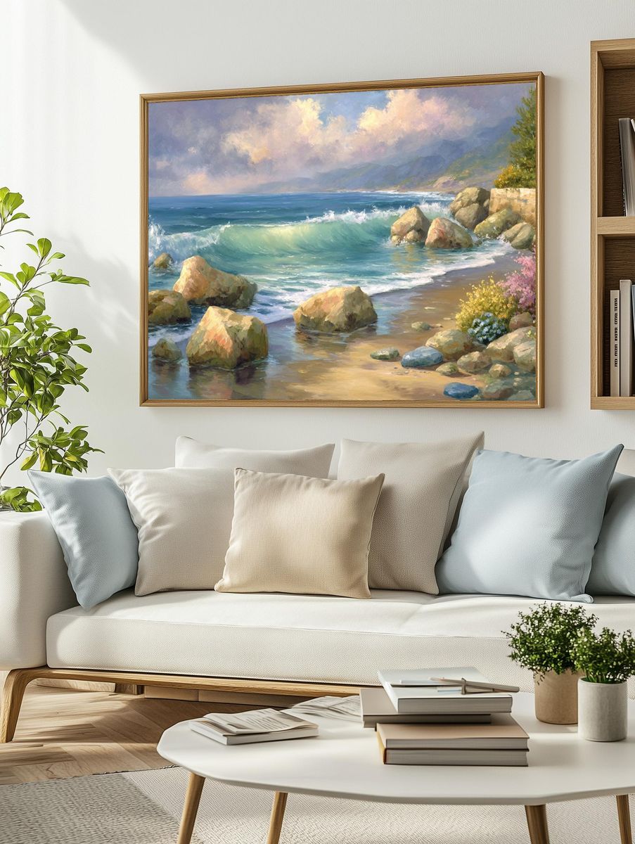 Coastal Waves Fine-Art Poster. — room view 2