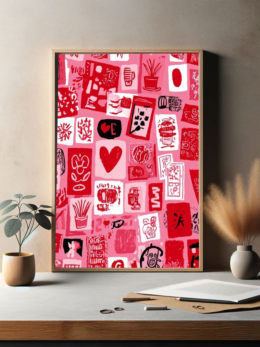 Colorful Collage Art Print. — room view 2