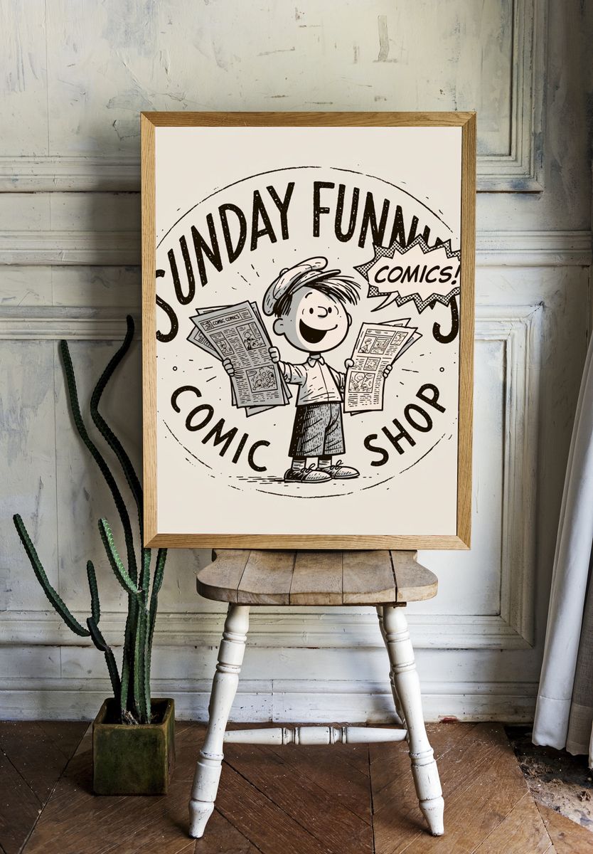 Sunday Funday Comic Shop Poster. room preview