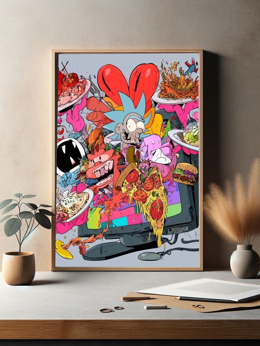 Rick and Morty Food Chaos Print. — room view 2