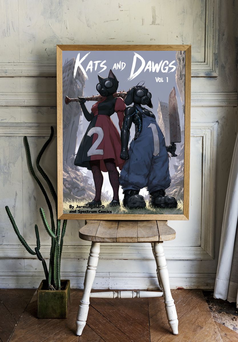 Kats and Dawgs Comic Poster. — room view 1