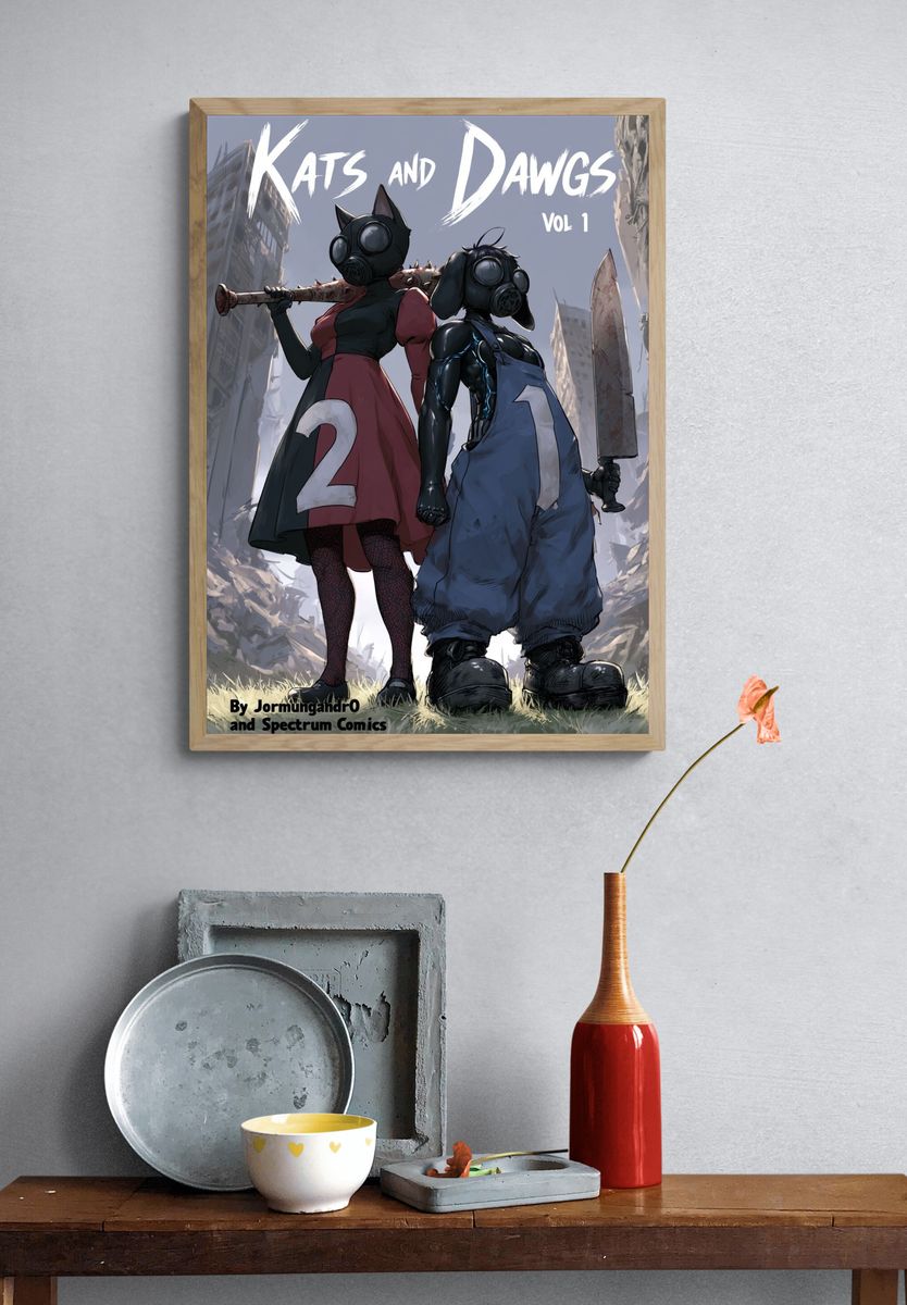 Kats and Dawgs Comic Poster. — room view 3