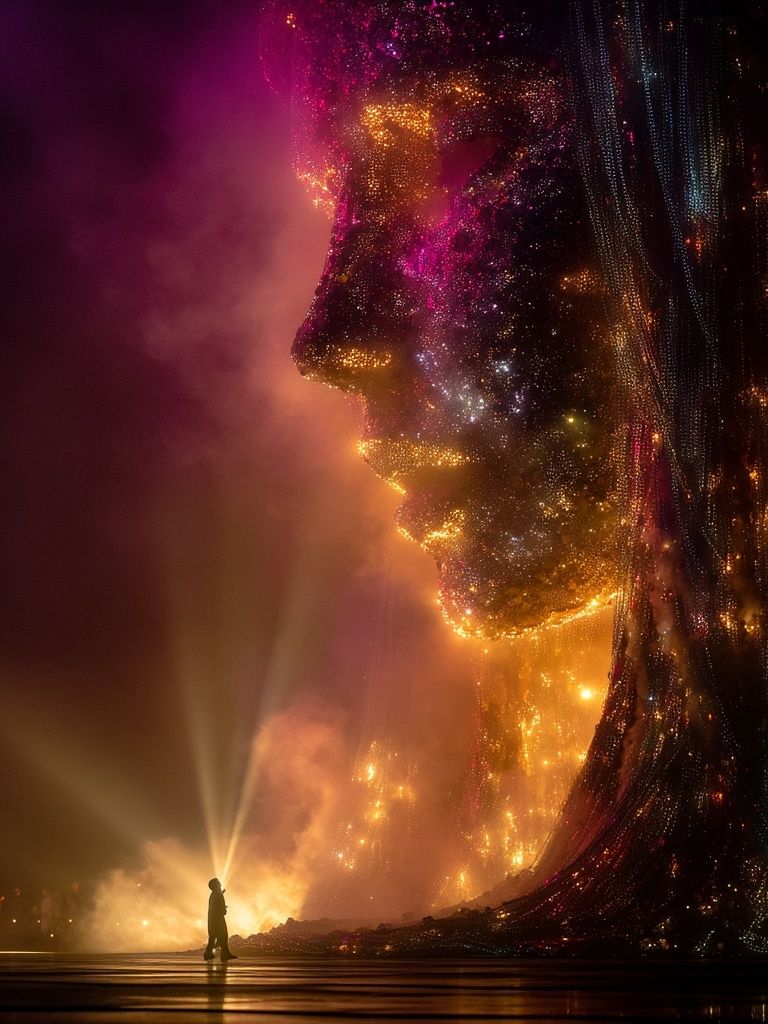 Cosmic Face Silhouette Poster. poster — illustration art