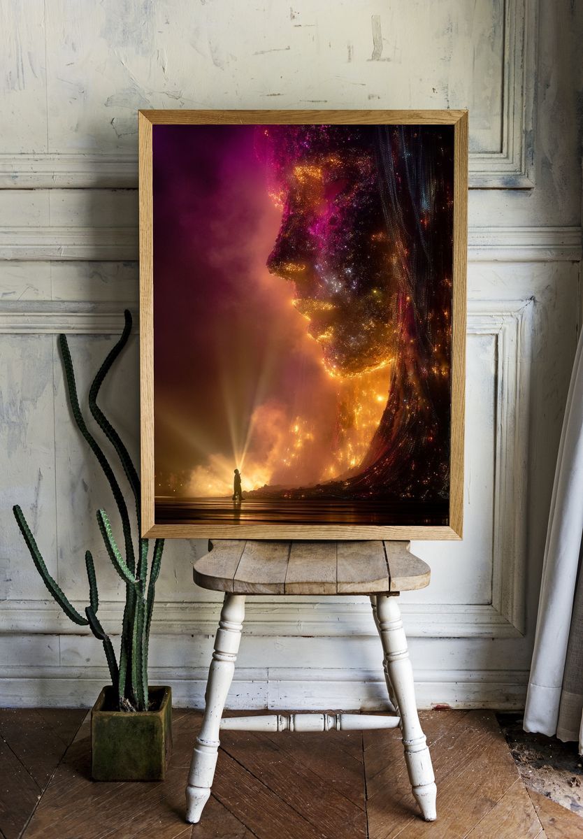 Cosmic Face Silhouette Poster. — room view 1