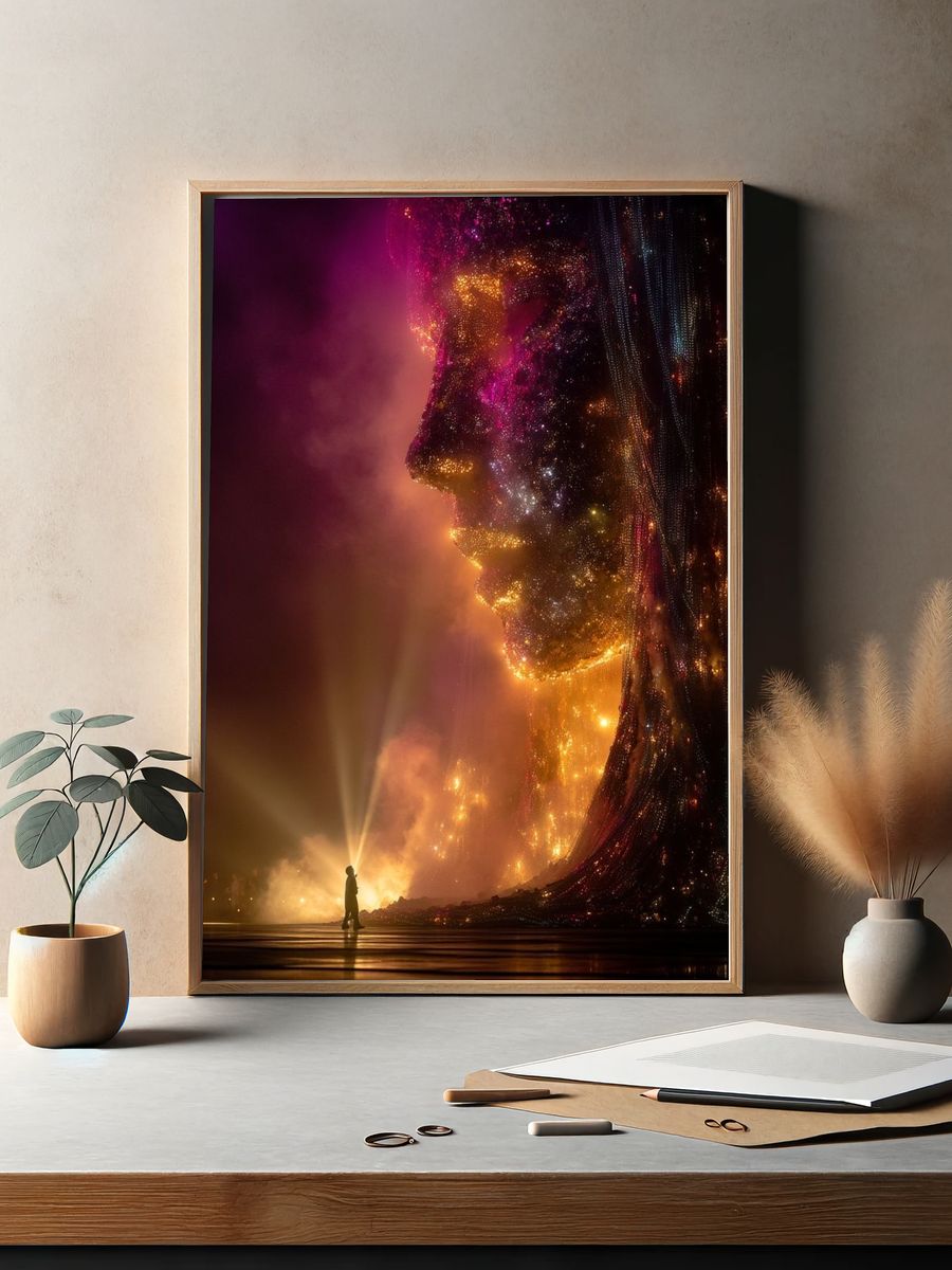 Cosmic Face Silhouette Poster. — room view 2