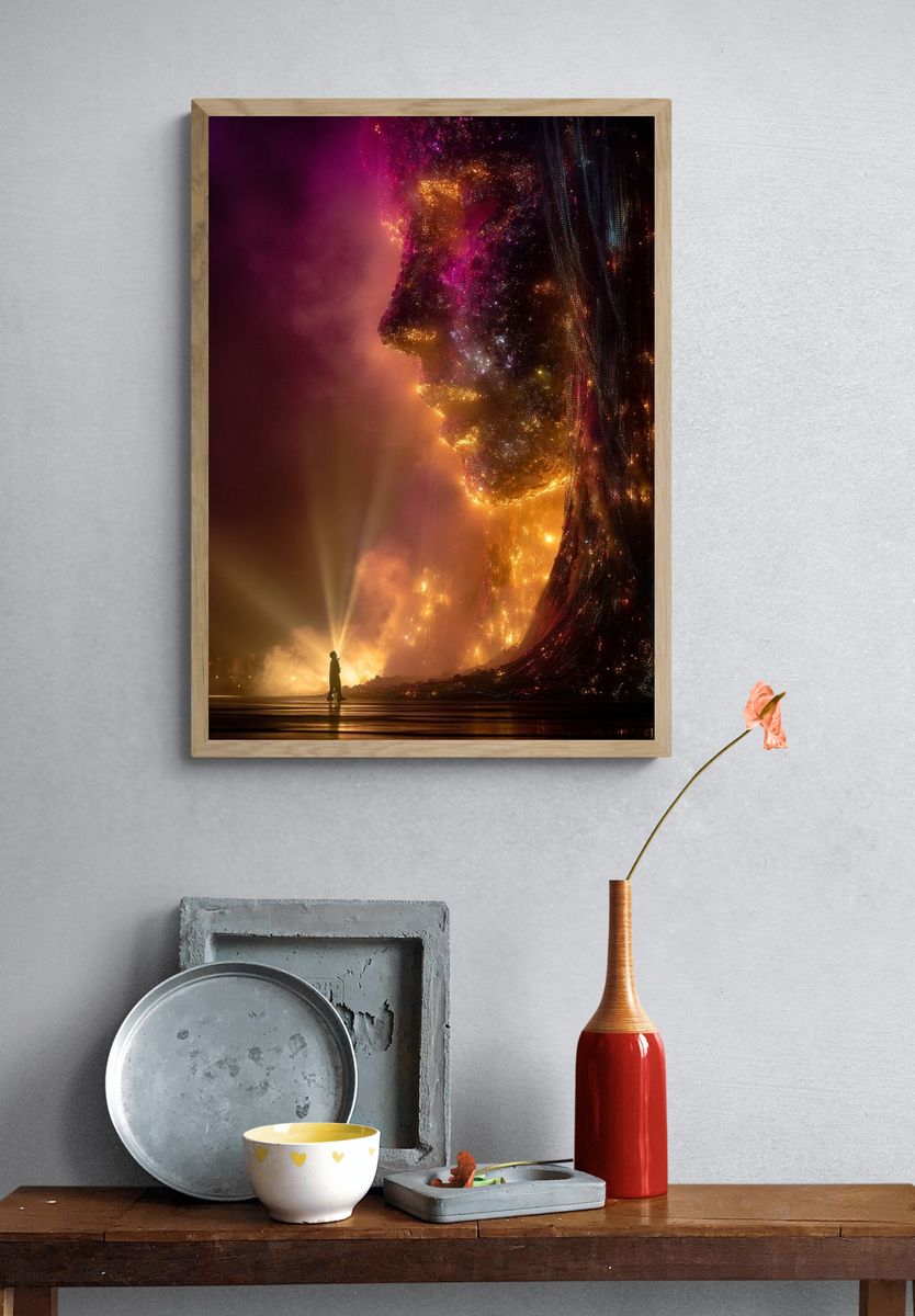 Cosmic Face Silhouette Poster. — room view 3