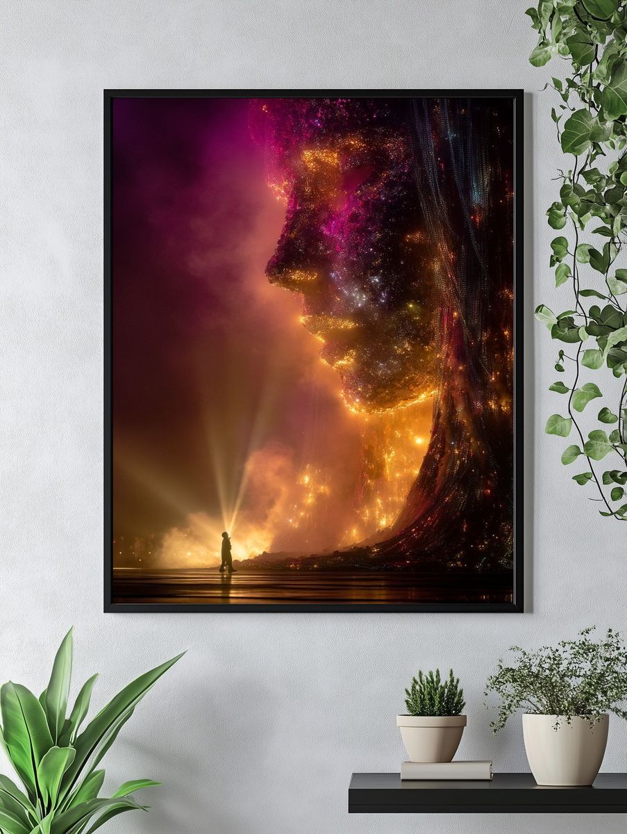 Cosmic Face Silhouette Poster. — room view 4