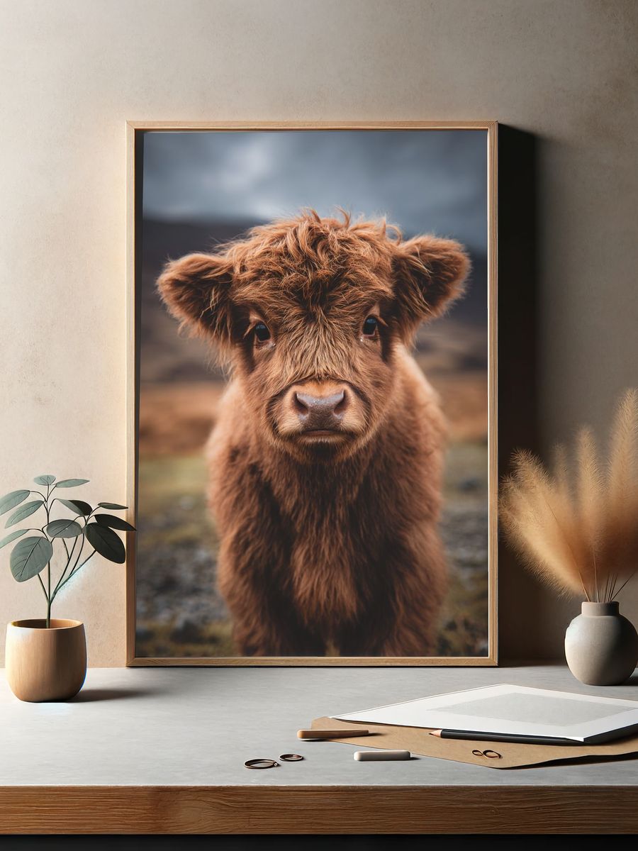 Highland Cow Calf — Photography Print. — room view 2