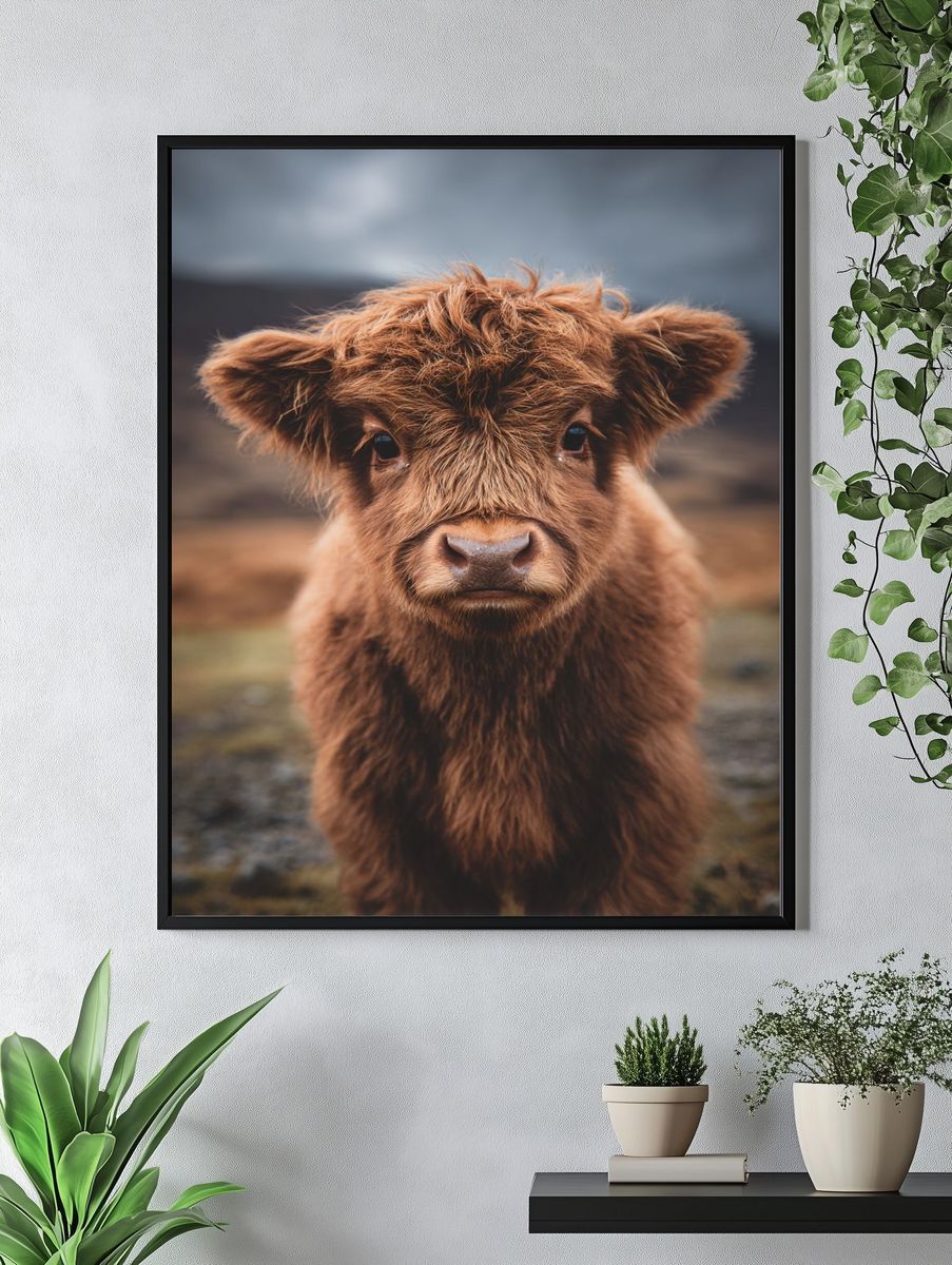 Highland Cow Calf — Photography Print. — room view 4