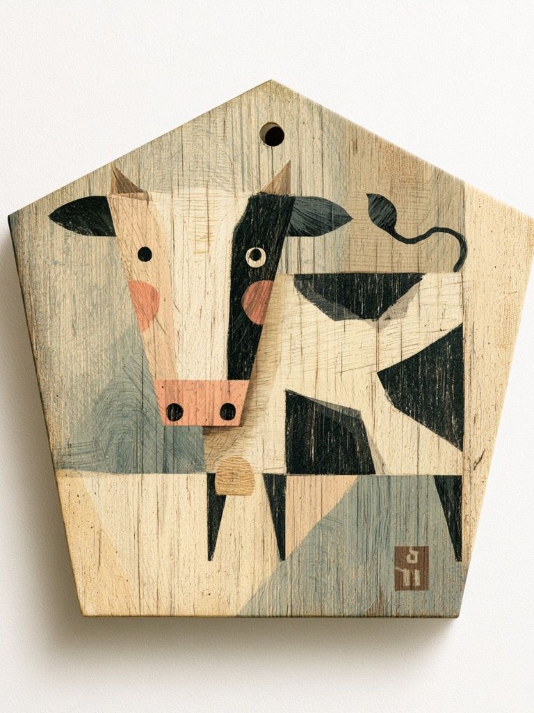 Geometric Cow Illustration Poster. poster — illustration art
