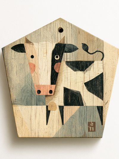 Geometric Cow Illustration Poster. poster print