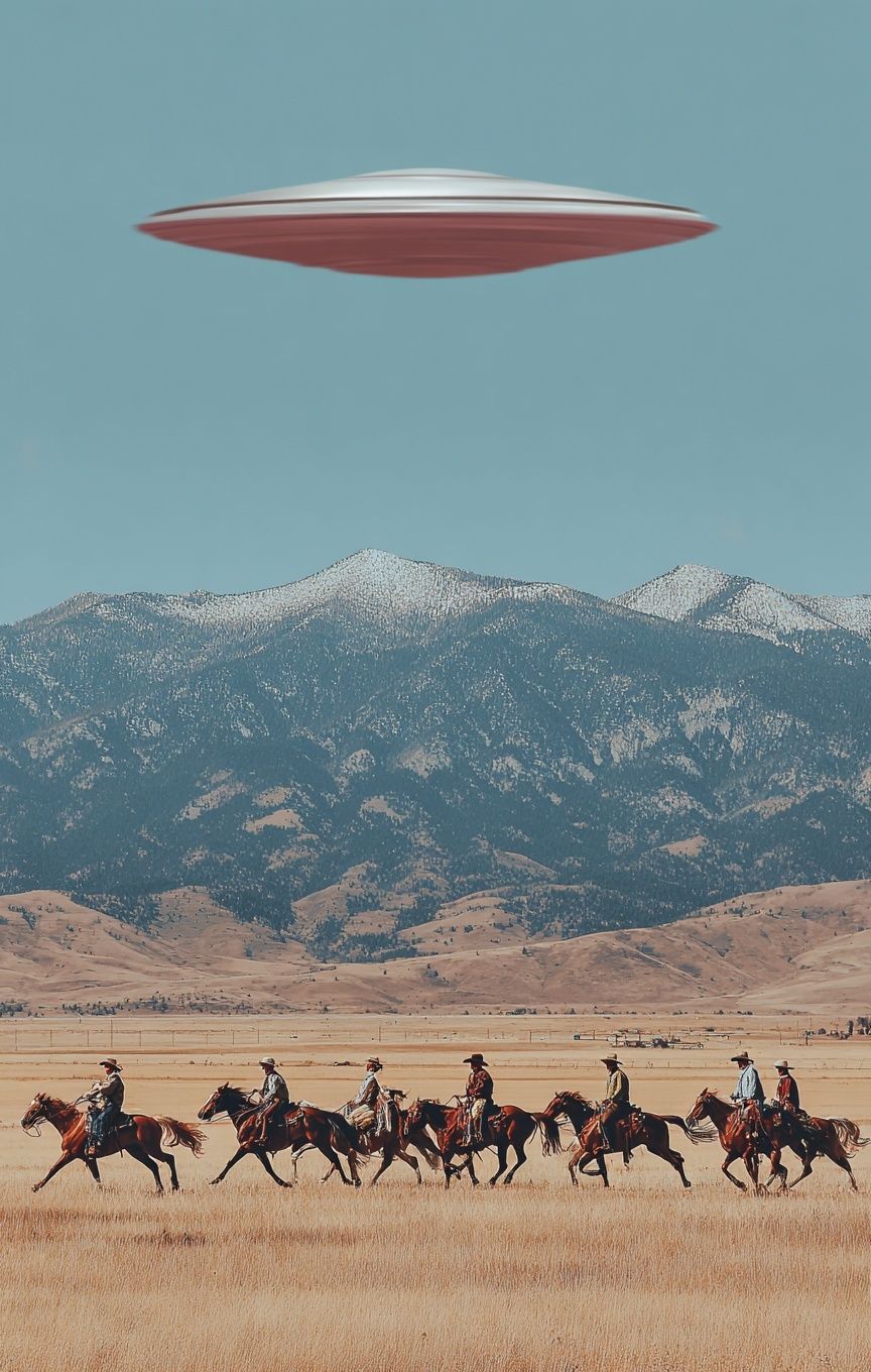Cowboys and UFO — Surrealism Print. poster — fine-art art