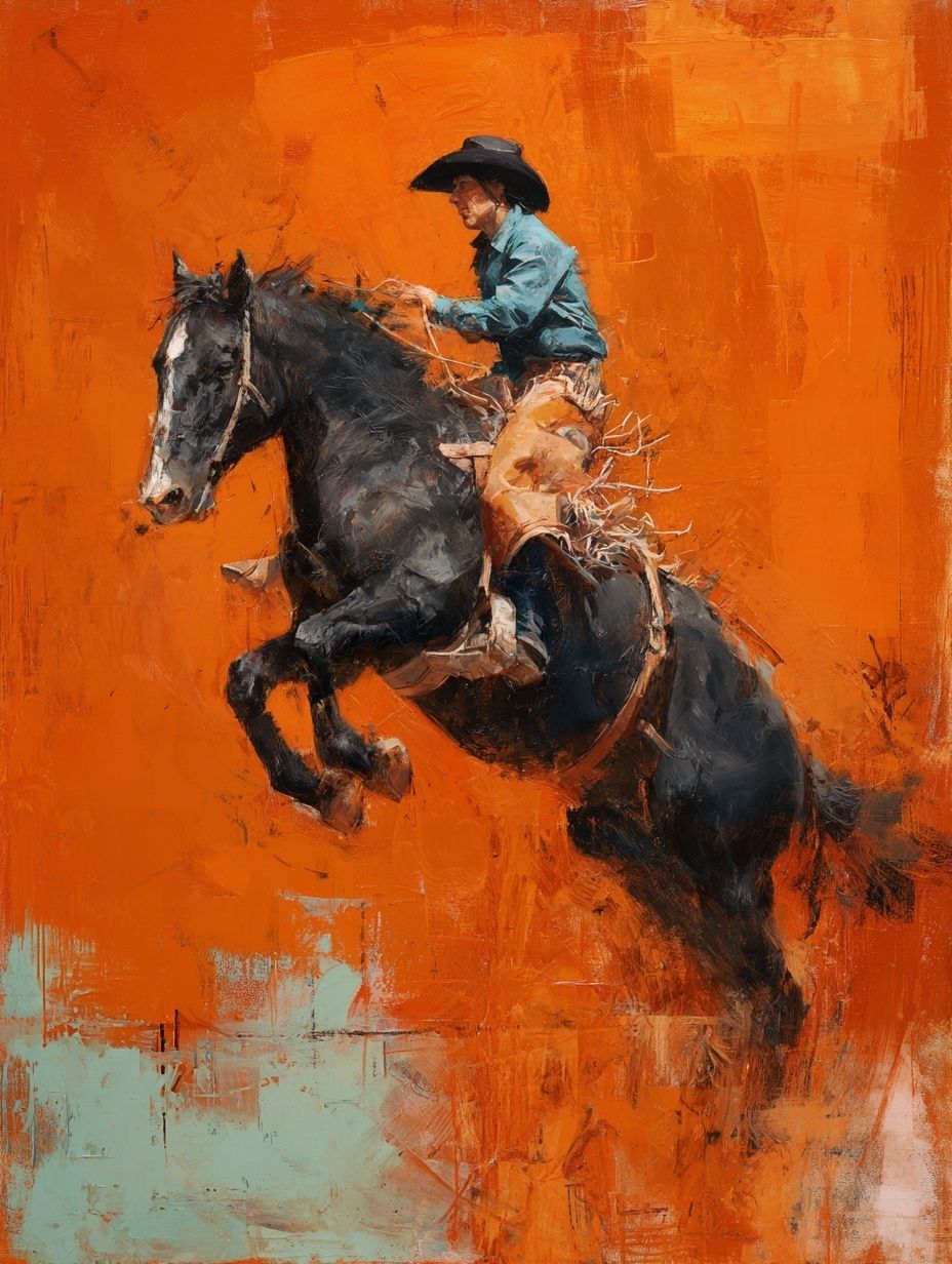 Cowboy Rider Contemporary Print. poster — fine-art art