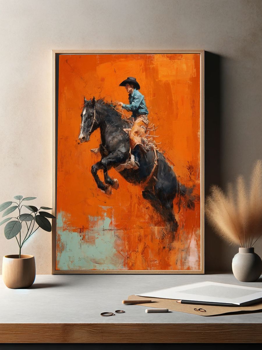 Cowboy Rider Contemporary Print. — room view 2