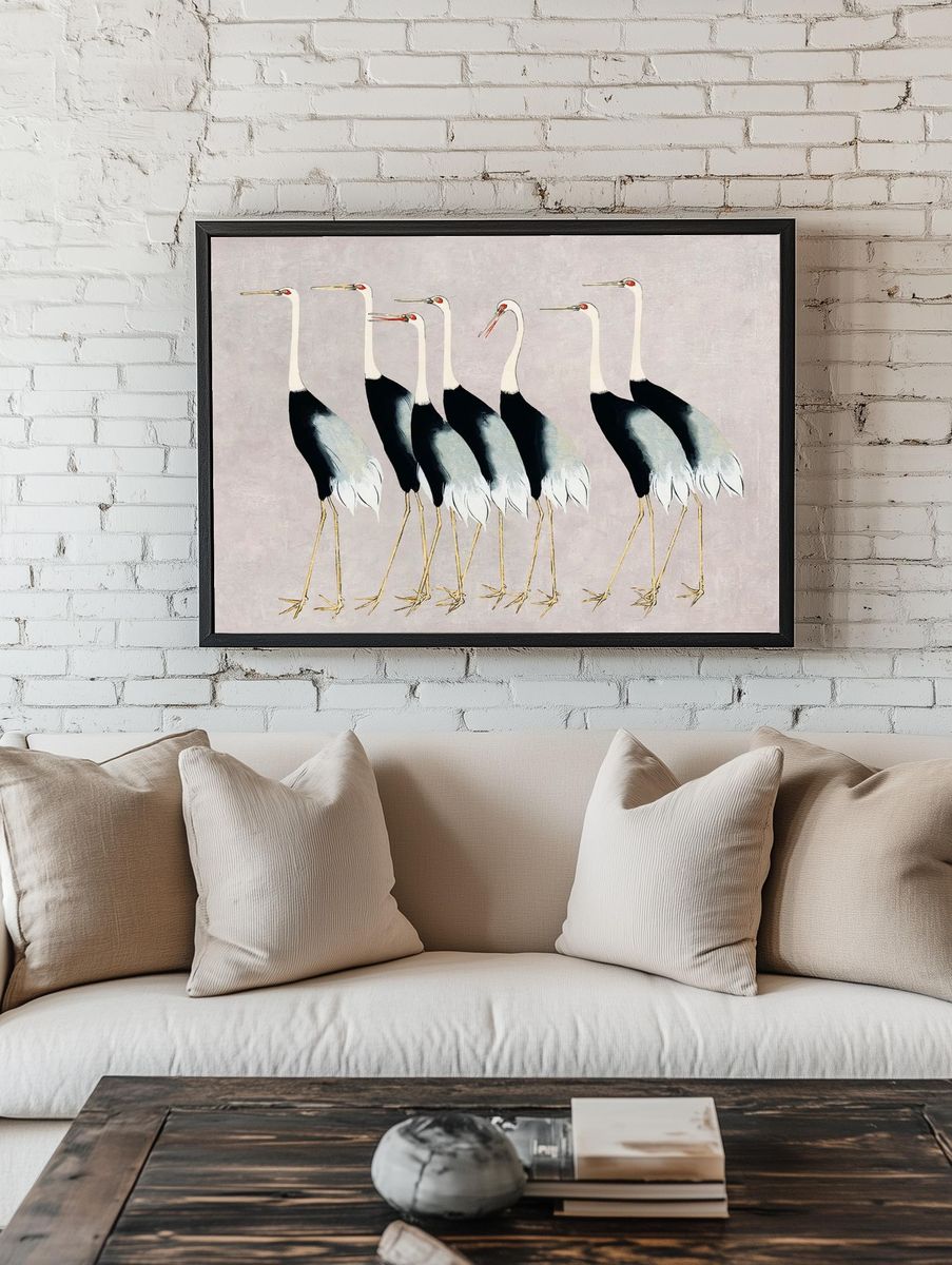 Crane Flock Contemporary Print. — room view 1