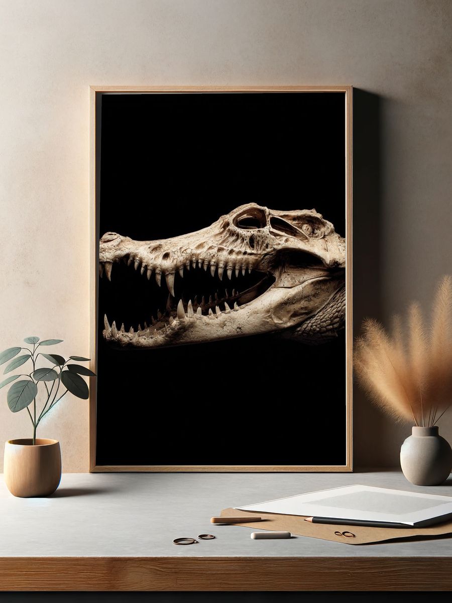 Crocodile Skull Dark Photography Poster. — room view 2