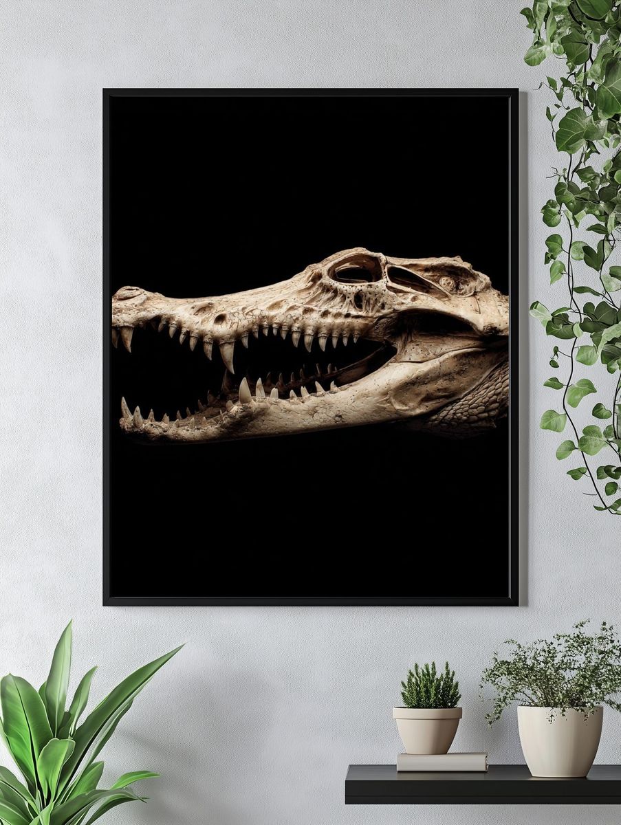 Crocodile Skull Dark Photography Poster. — room view 4