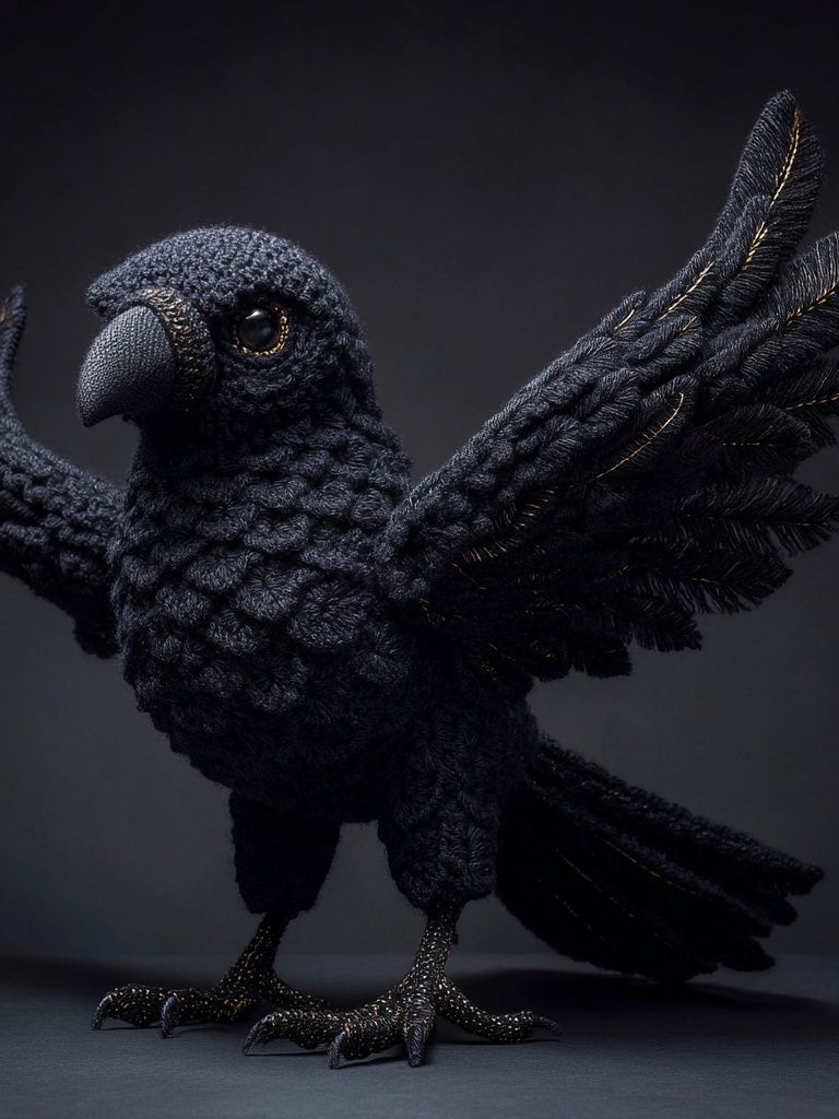 Crochet Black Raven Poster. poster detail