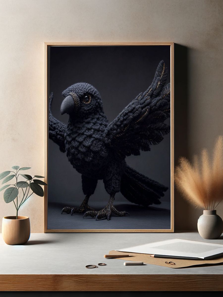 Crochet Black Raven Poster. — room view 2