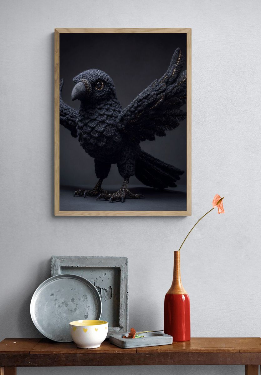Crochet Black Raven Poster. — room view 3