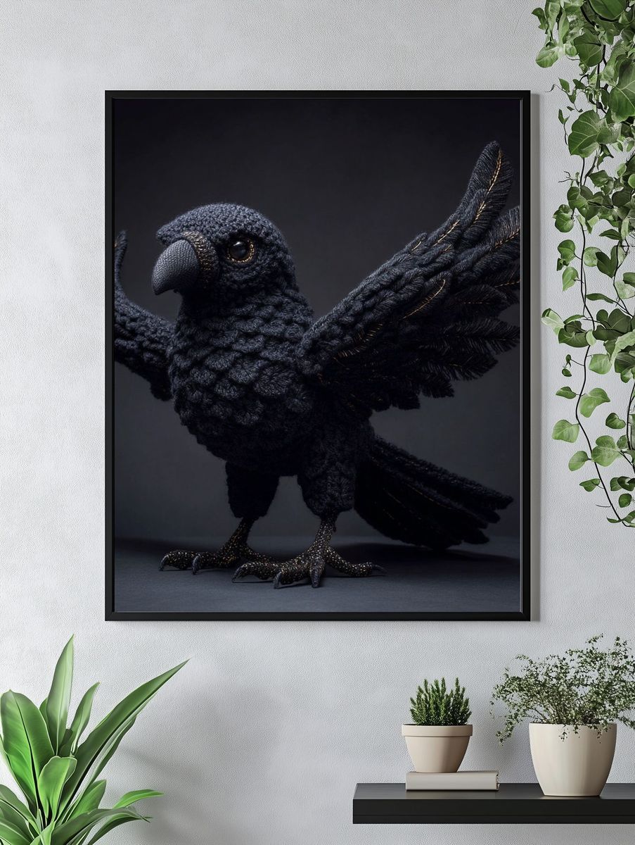Crochet Black Raven Poster. — room view 4