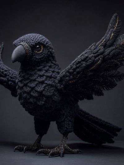 Crochet Black Raven Poster. poster print