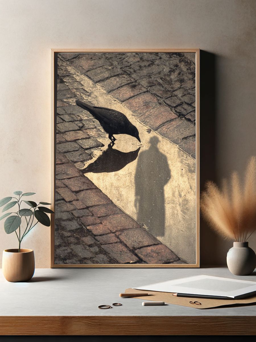 Crow Reflection — Photography Print. — room view 2
