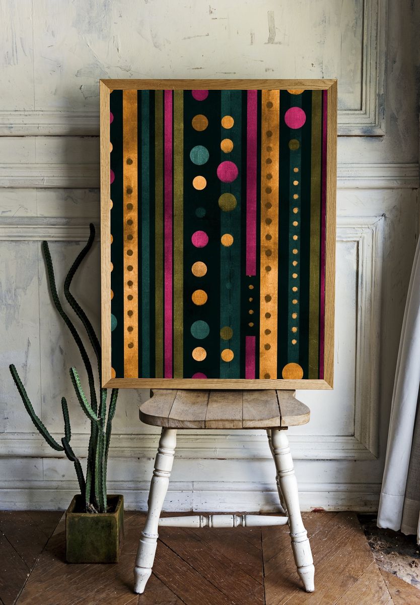 Colorful Stripes and Dots Poster. — room view 1
