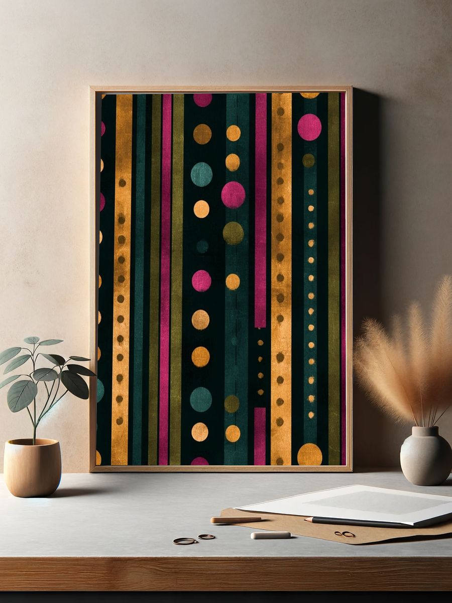 Colorful Stripes and Dots Poster. — room view 2