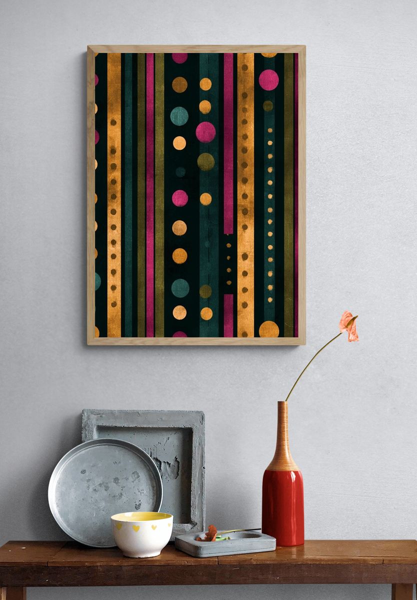 Colorful Stripes and Dots Poster. — room view 3