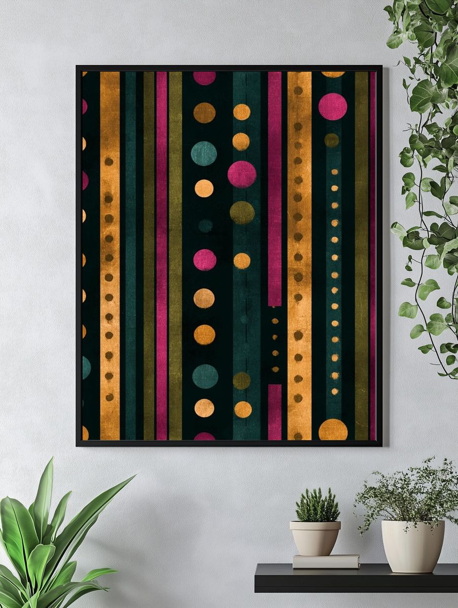 Colorful Stripes and Dots Poster. — room view 4