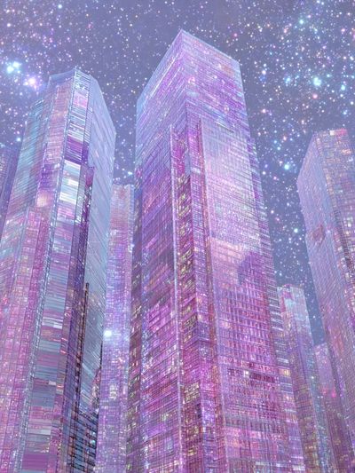 Cosmic Cityscape — Digital Art Print. poster print