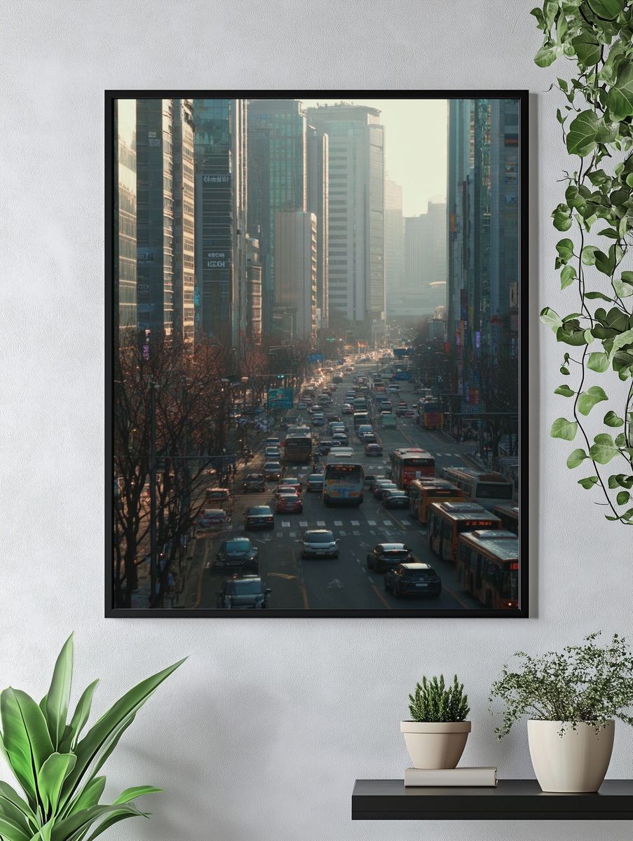 Urban Cityscape at Dusk Poster. — room view 4