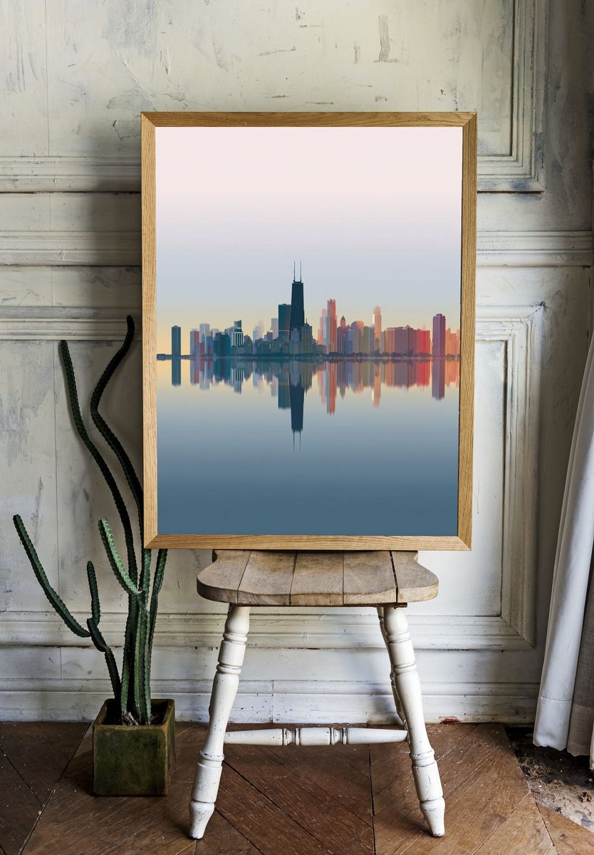 Chicago Skyline Reflection — Art Print. room preview
