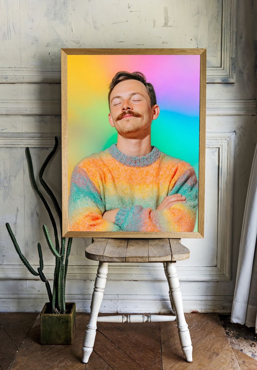 Colorful Sweater Portrait Poster. — room view 1