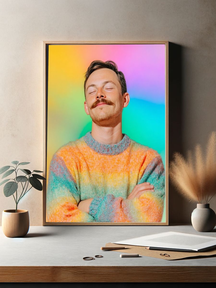 Colorful Sweater Portrait Poster. — room view 2
