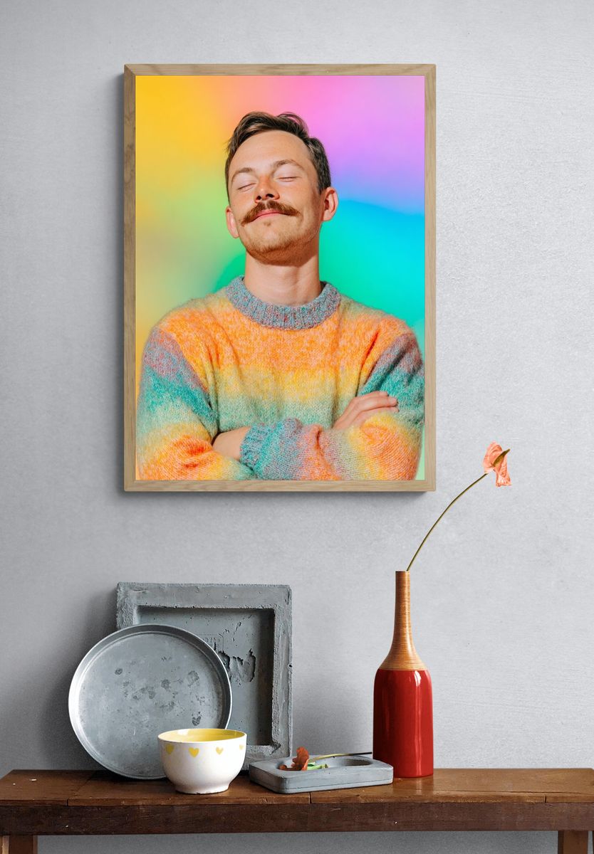 Colorful Sweater Portrait Poster. — room view 3