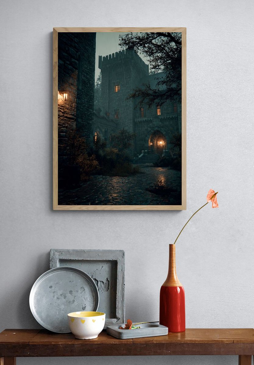Mysterious Castle at Night — Fine Art Print. — room view 3