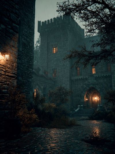 Mysterious Castle at Night — Fine Art Print. poster print