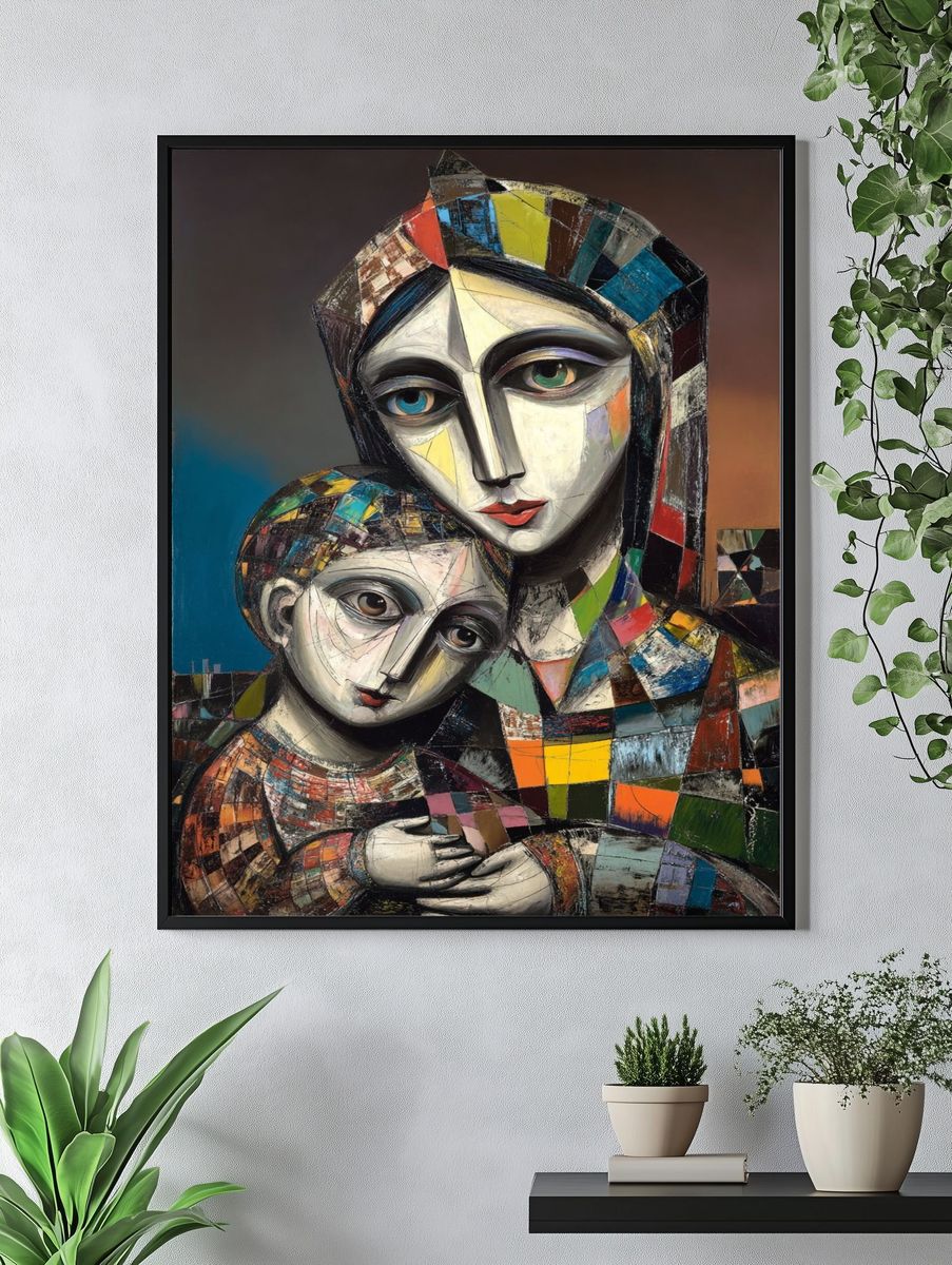 Cubist Mother and Child Print. — room view 4