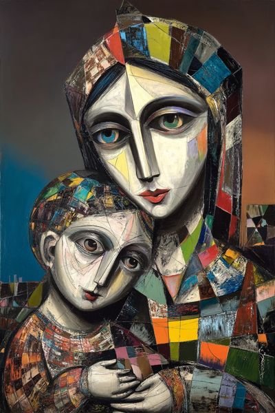 Cubist Mother and Child Print. poster print
