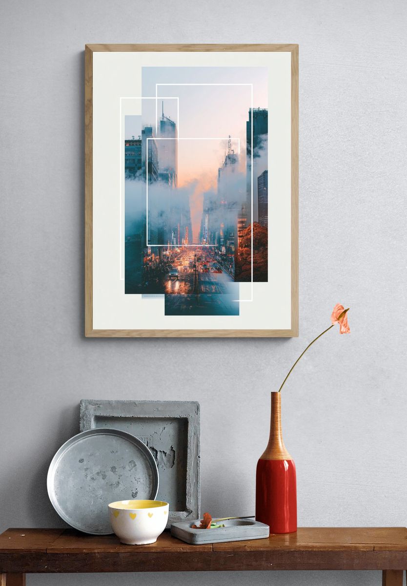 Cityscape at Dusk — Minimalist Print. — room view 3