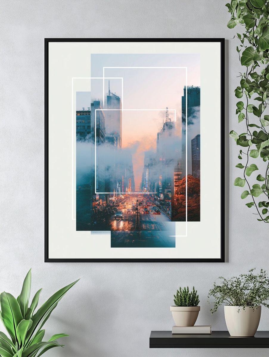 Cityscape at Dusk — Minimalist Print. — room view 4