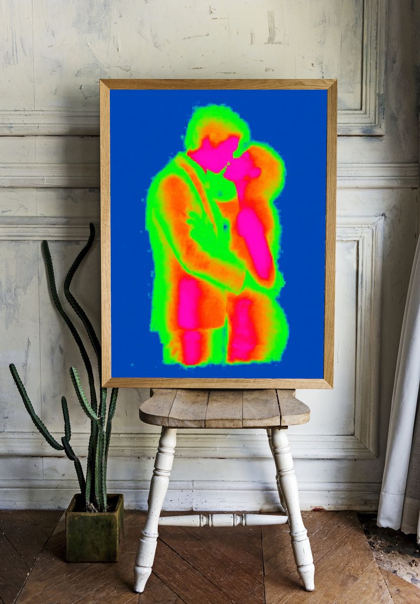 Couple Embrace — Pop Art Print. — room view 1